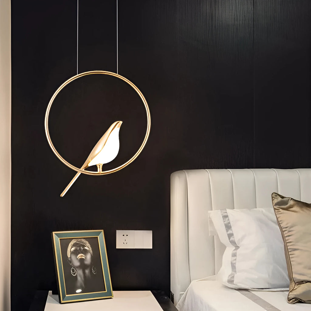 Modern minimalist magpie bird chandelier with zinc alloy and acrylic construction measuring 150cm height