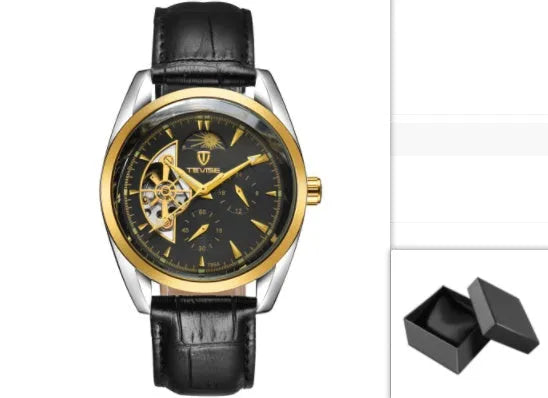 P Katwis Tourbillon automatic mechanical men's watch with star design, 40mm case, 14mm height, 20mm strap, waterproof.
