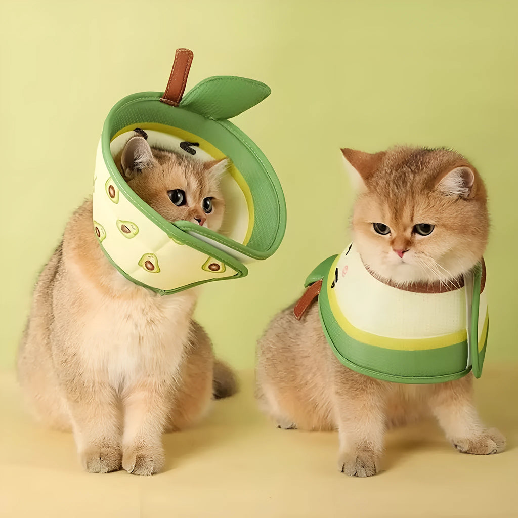 Soft adjustable cat cone collar for postoperative recovery with folding edges