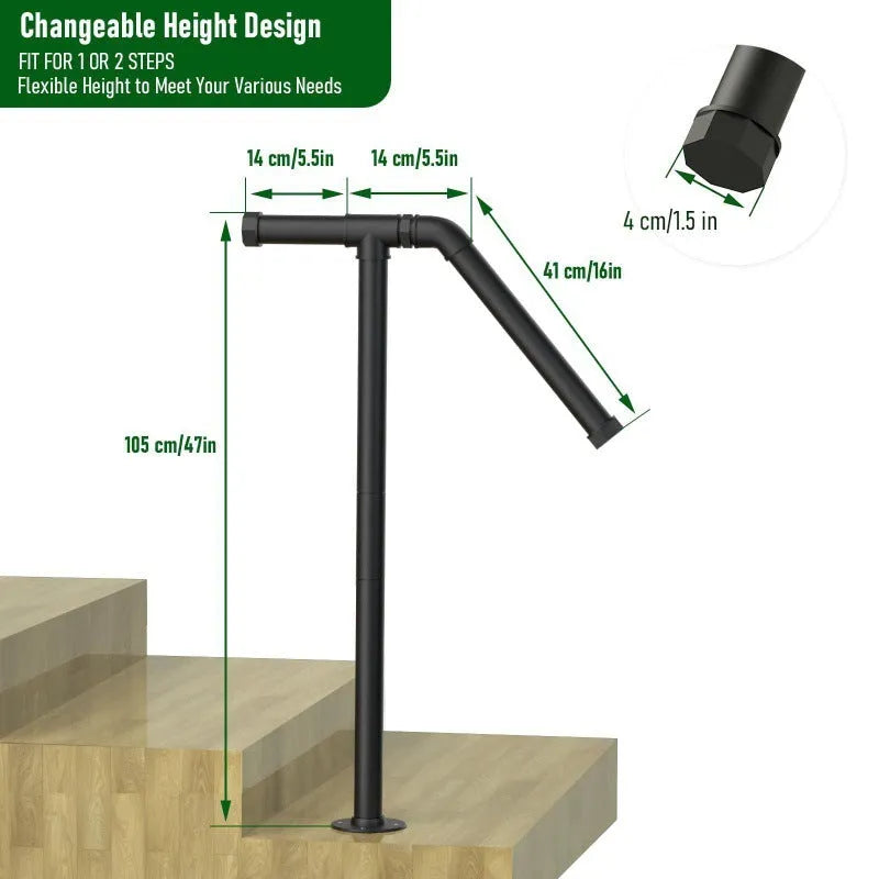 Black metal ladder support bracket with American minimalist design for household storage