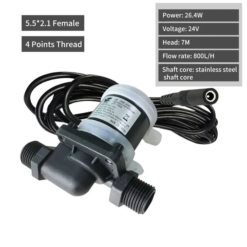JT-750 horizontal DC water pump with threaded connections for heating systems