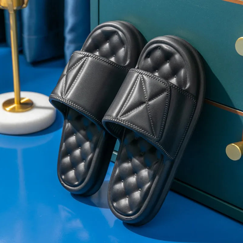 Pair of soft EVA bathroom sandals with a textured non-slip sole, shown in a choice of colours.