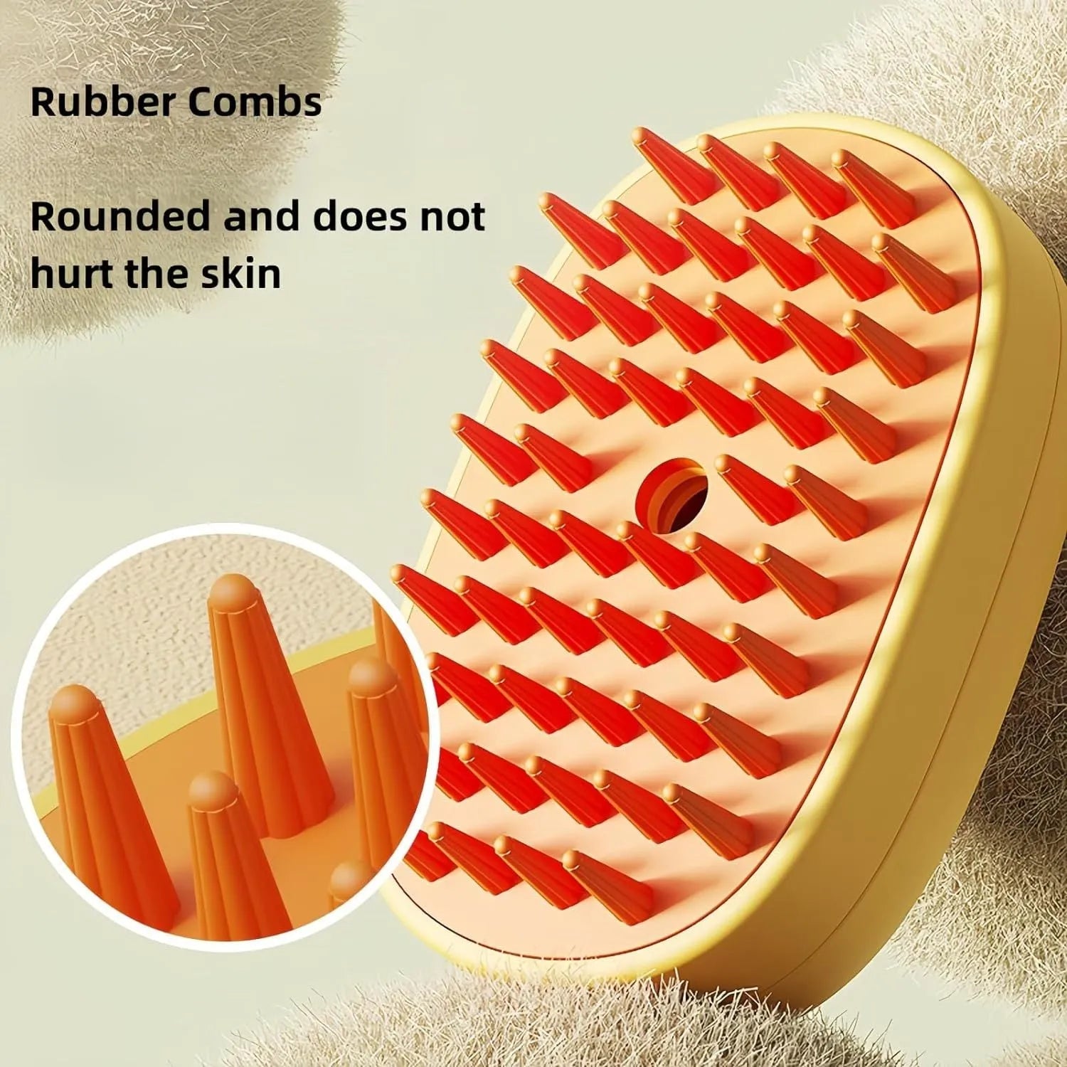 White silicone steam pet brush for dog and cat grooming with rechargeable function and rubber comb teeth