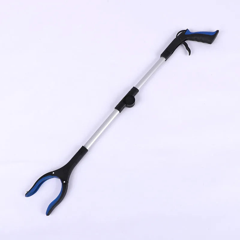Foldable aluminium alloy garbage clamp with magnet sucker, extended to 80cm with blue handle