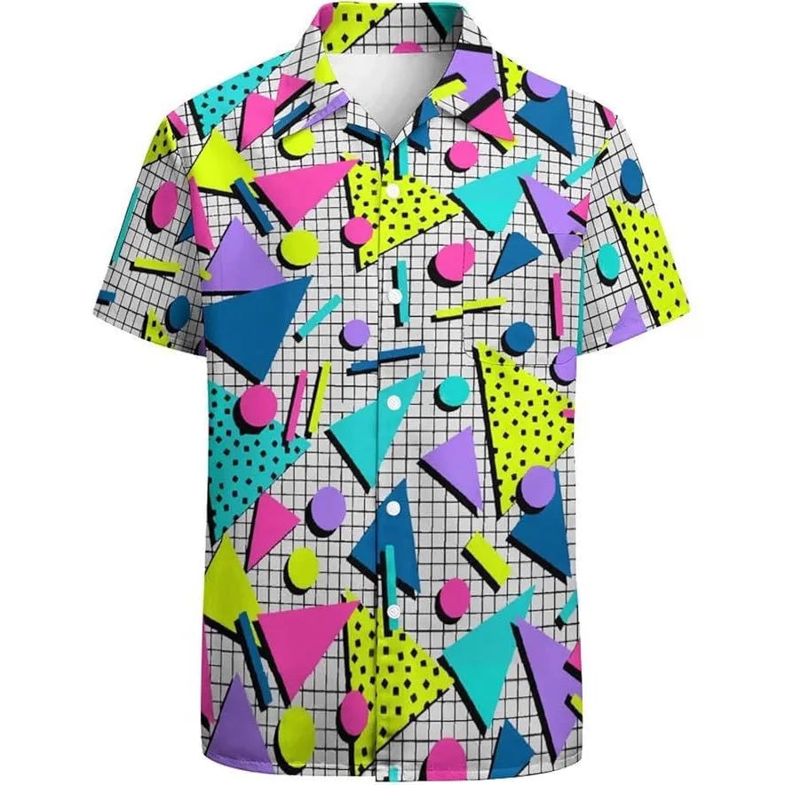Men's camouflage pattern casual shirt in slim fit with short sleeves