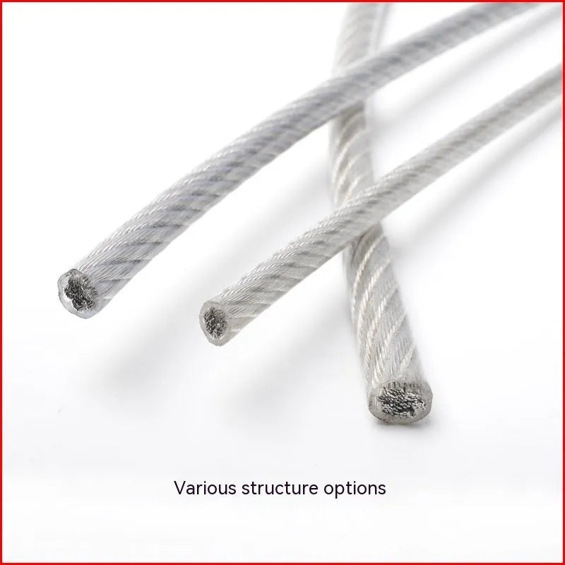 304 stainless steel nylon-coated security wire rope showing different diameter options for anti-theft protection