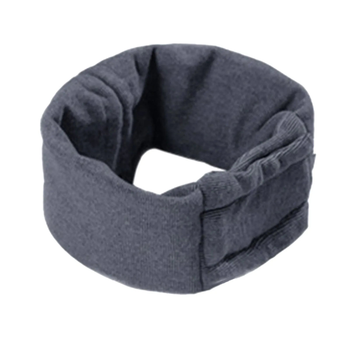 Black dog hoodie head cover with ear muffs for calming and hair control.