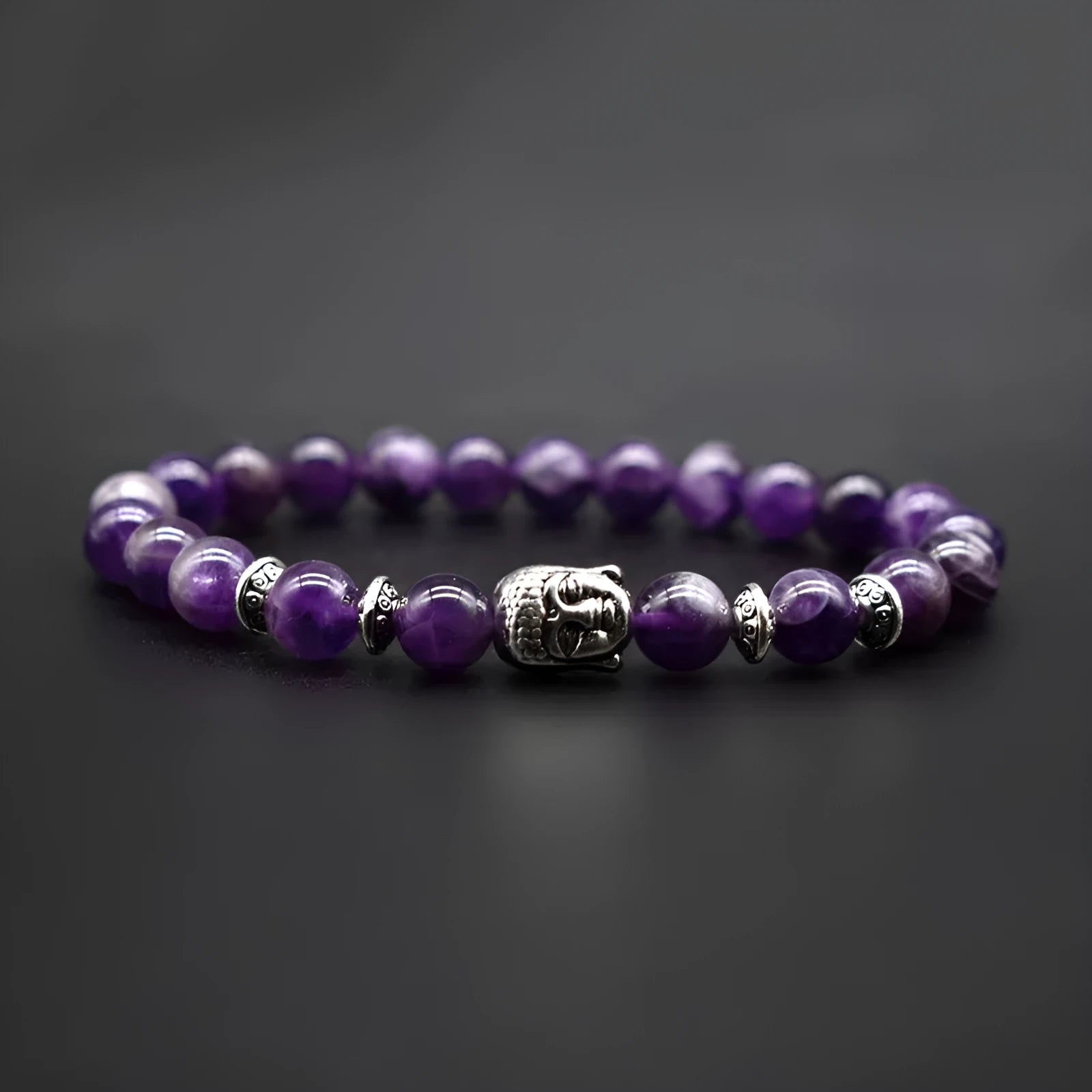 Handmade unisex bracelet with large 19mm tiger eye Buddha head bead on wrist