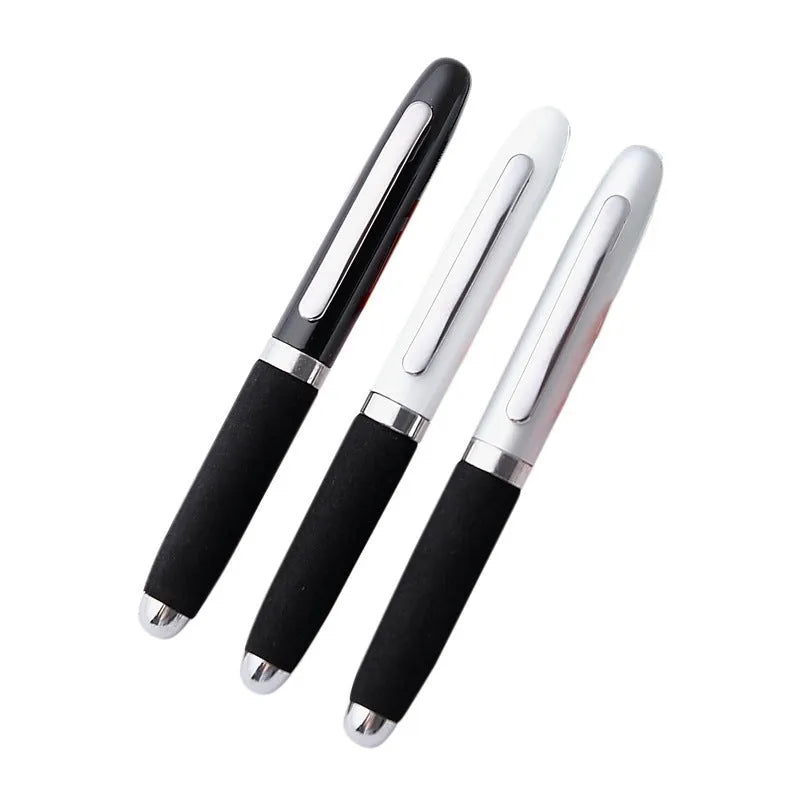 Metal-capped ballpoint pen with 1.0mm bullet tip shown in multiple ink colour options.