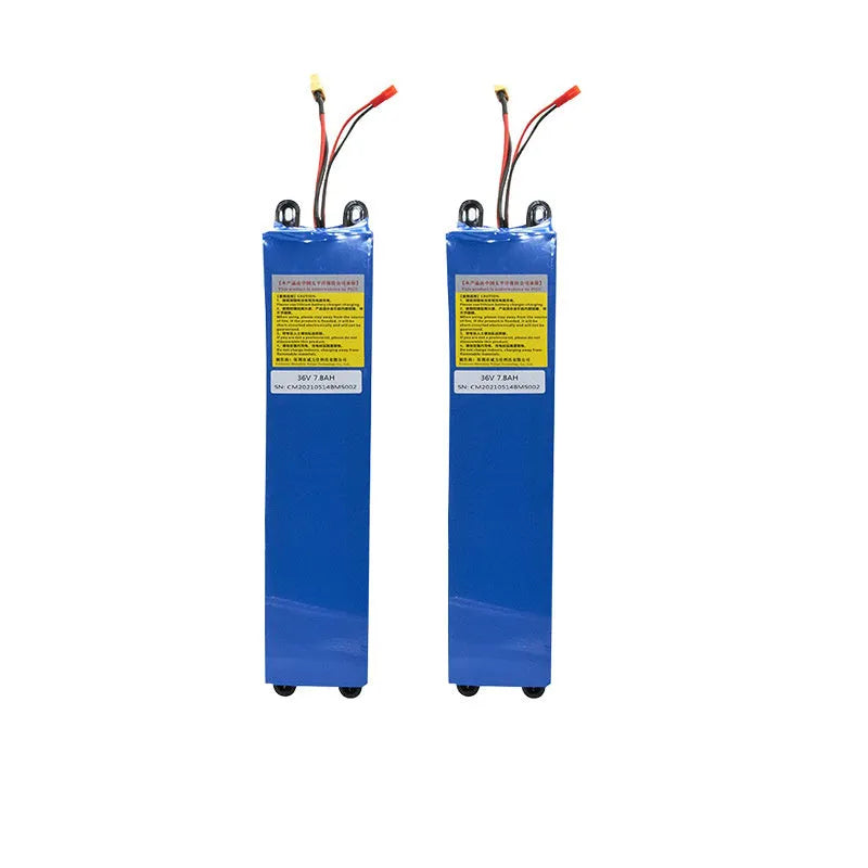 36V lithium-ion battery pack for an electric scooter with 10.4Ah, 7.8Ah, and 6.6Ah capacity options.