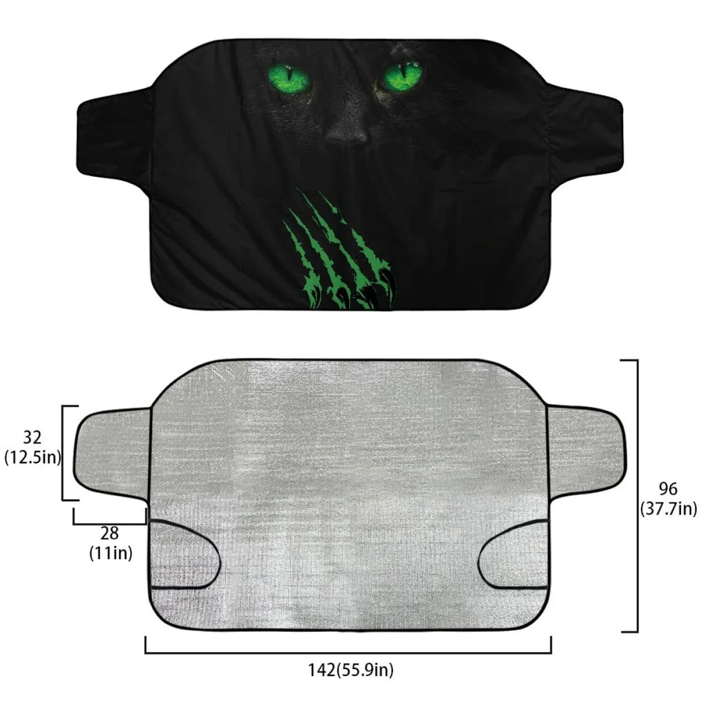 Car snow protection front gear cover measuring 130cm by 70cm with lanyard securing system
