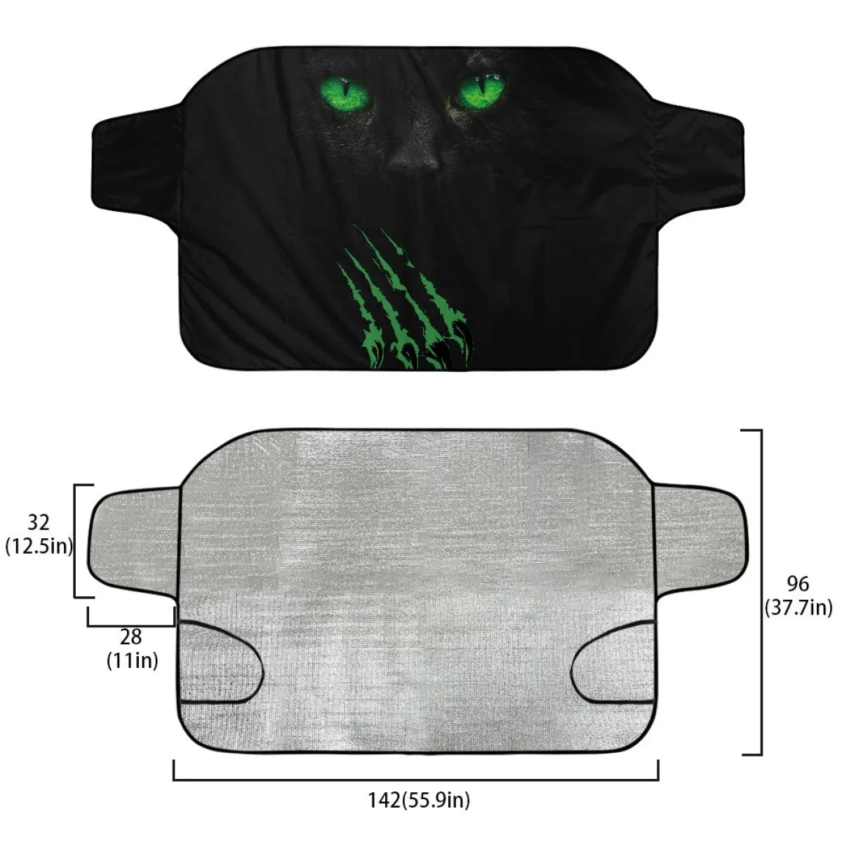 Car snow protection front gear cover measuring 130cm by 70cm with lanyard securing system