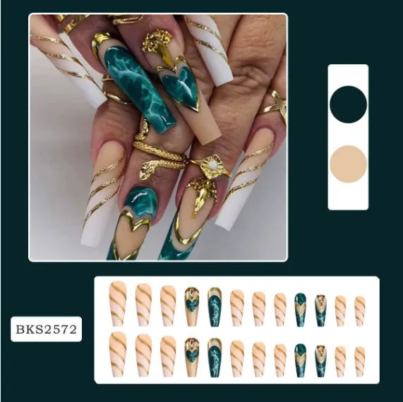 Ballet wave line detachable nail stickers with jelly glue tubes in decorative packaging