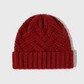 Wool knitted dome crown beanie in six colour options with totem pattern detail