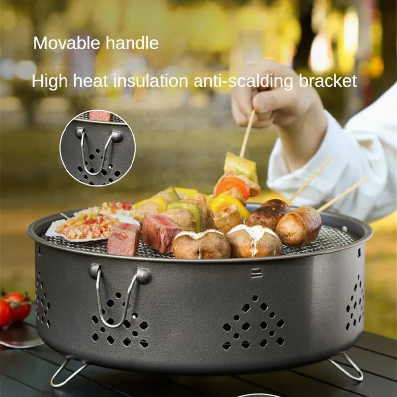 Portable stainless steel charcoal BBQ grill with detachable design and storage bag