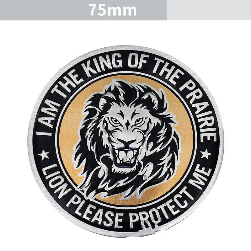 Aluminium car decorative stickers showing eagle, lion, tiger and wolf head designs for vehicle appearance modification