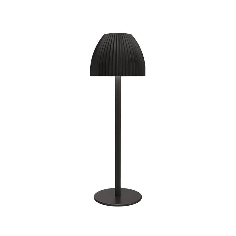 Modern dimmable night lamp with thin round base in black or white, featuring USB charging