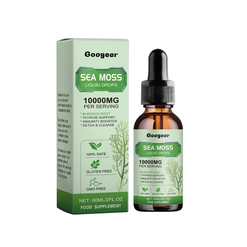 Googeer Sea Moss Liquid Drops 60ml bottle for body treatment skincare.
