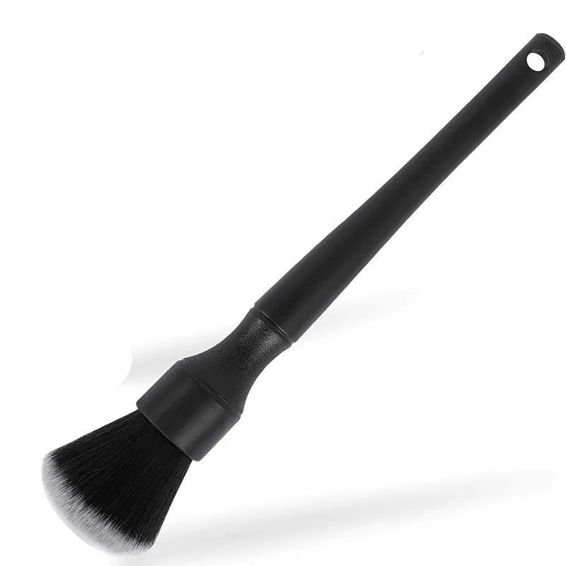 Black PP handle car detailing brush with ultra-soft pig hair bristles in large and small sizes.