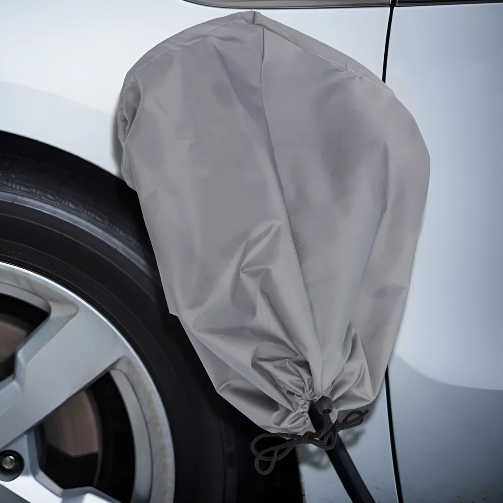 Waterproof cover for EV charging with drawstring closure in black colour