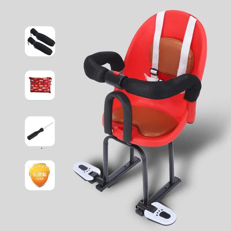 Front baby scooter safety seat in black high carbon steel construction