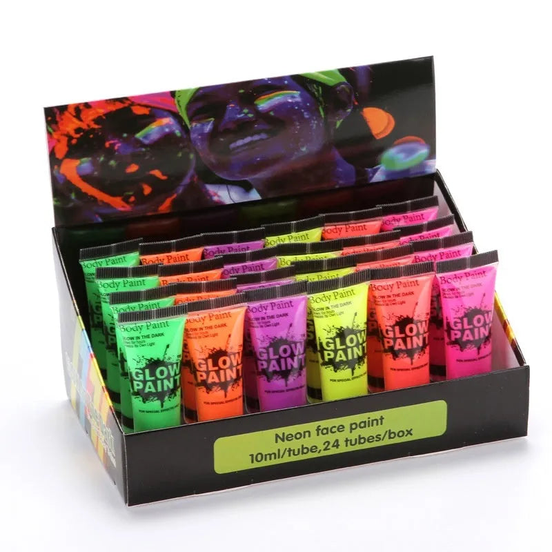 25ml tube of neon green face and body paint with safe non-toxic label