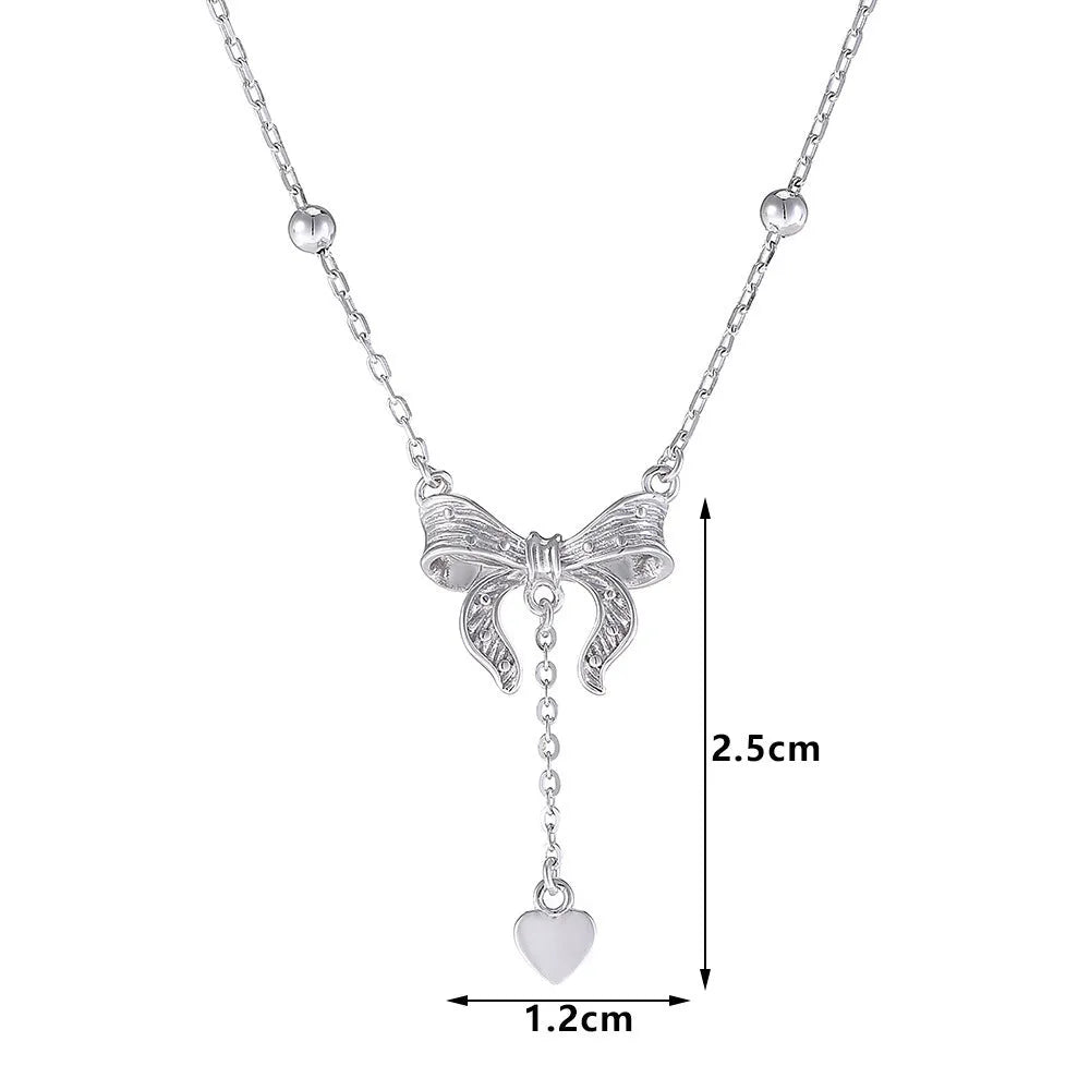 S925 silver butterfly heart pendant necklace with adjustable O-ring chain