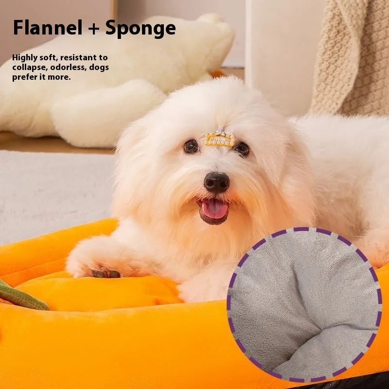 Removable washable dog bed mat in cloth material with five size options for small to large dogs