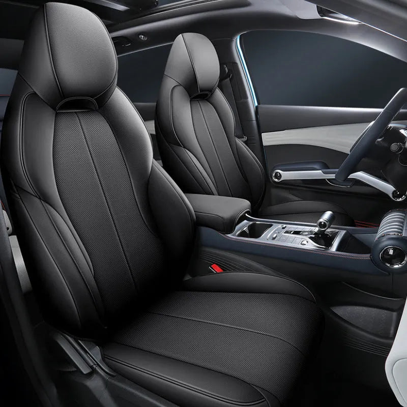BYD Yuan PLUS car seat cushion cover in green, shown fitted to a car seat.