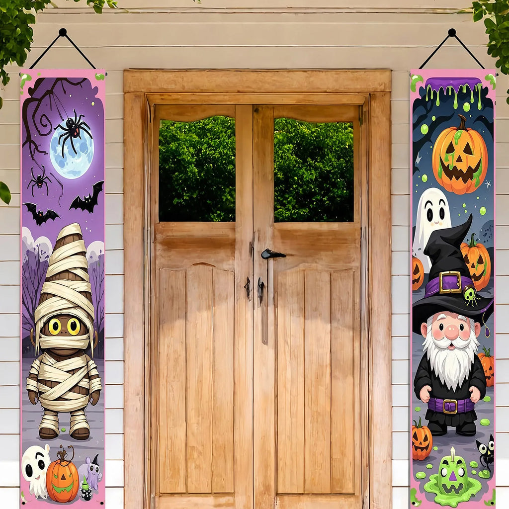 Halloween couplet hanging flag decorations measuring 30x180cm made from polyester material