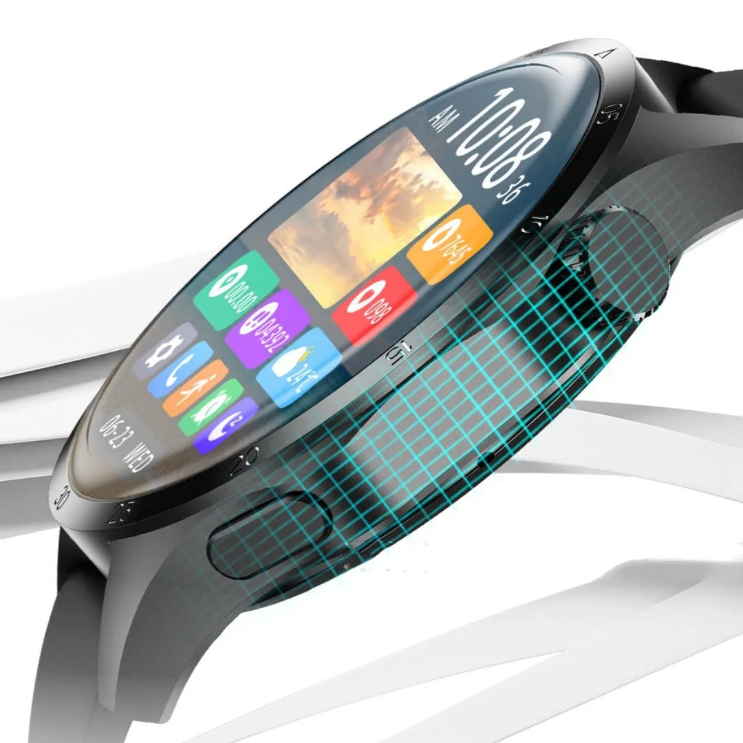 Black smartwatch with Bluetooth calling, sports modes and health monitoring functions on wrist