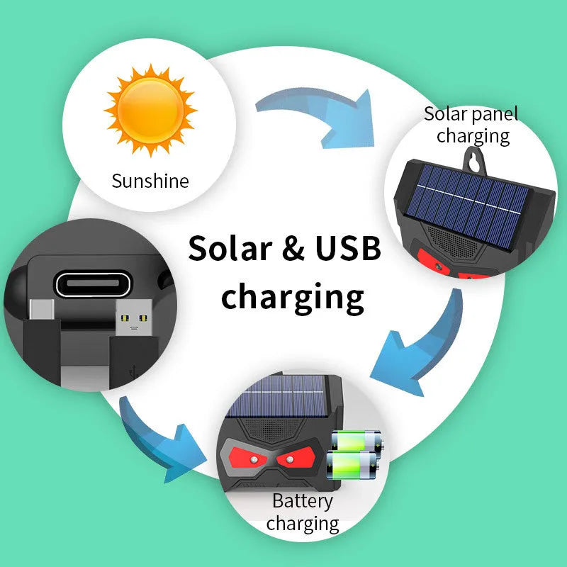 059 black animal-shaped solar ultrasonic repeller for outdoor pest control