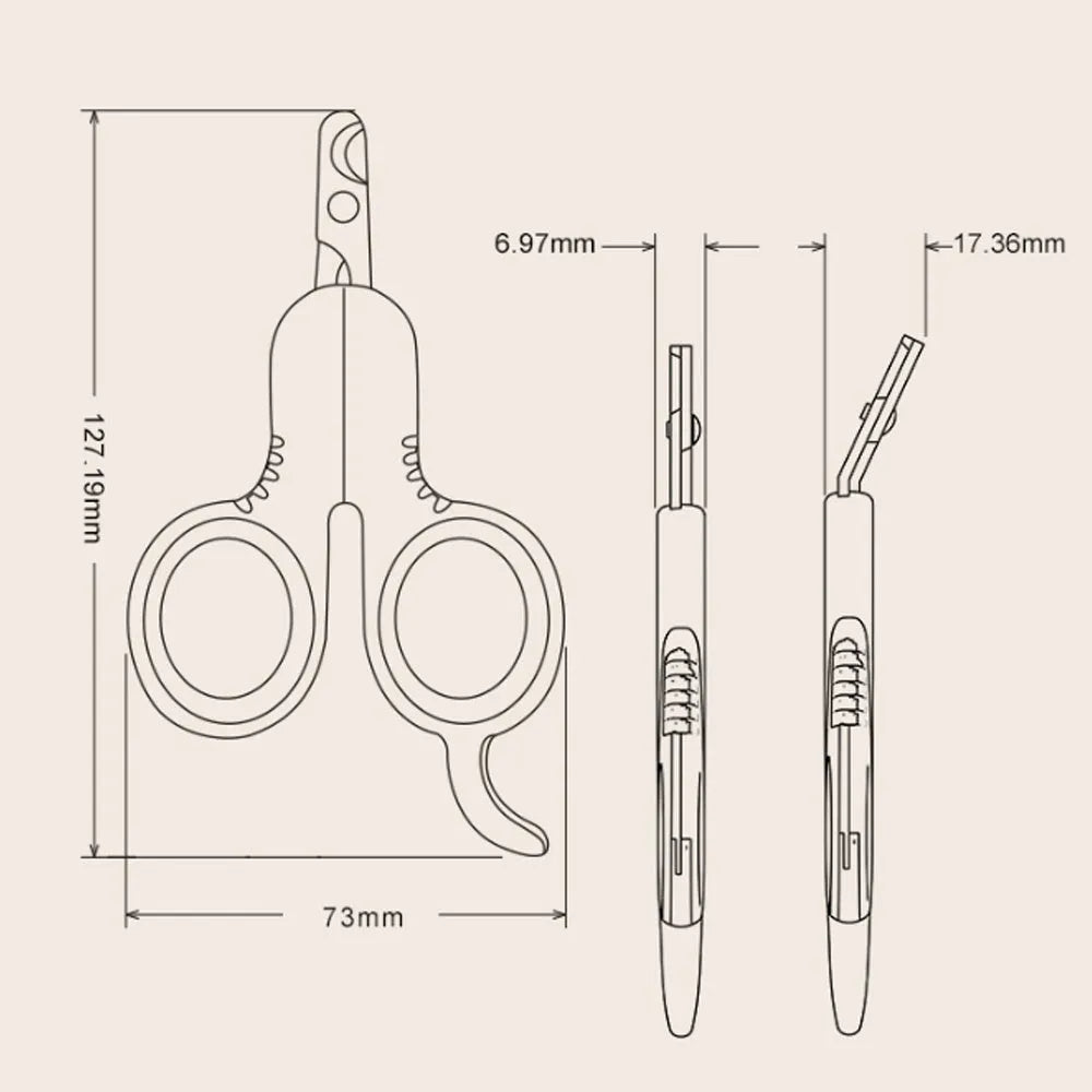 Professional curved pet nail clippers with stainless steel blades and rubber grip for cats and small dogs