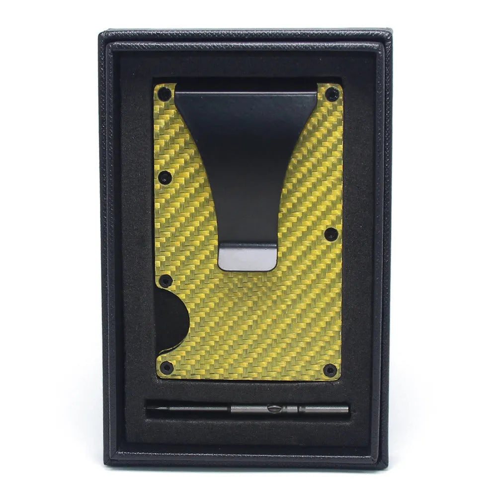 Carbon fibre and aluminium geometry card holder wallet with gift box in multiple colour options