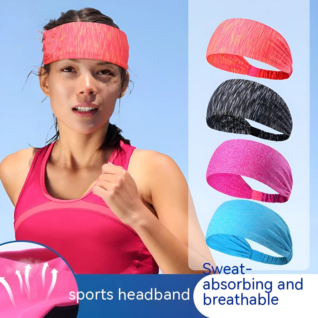 Women's quick-drying antiperspirant yoga hair band in polyester fibre, striped and solid colour options