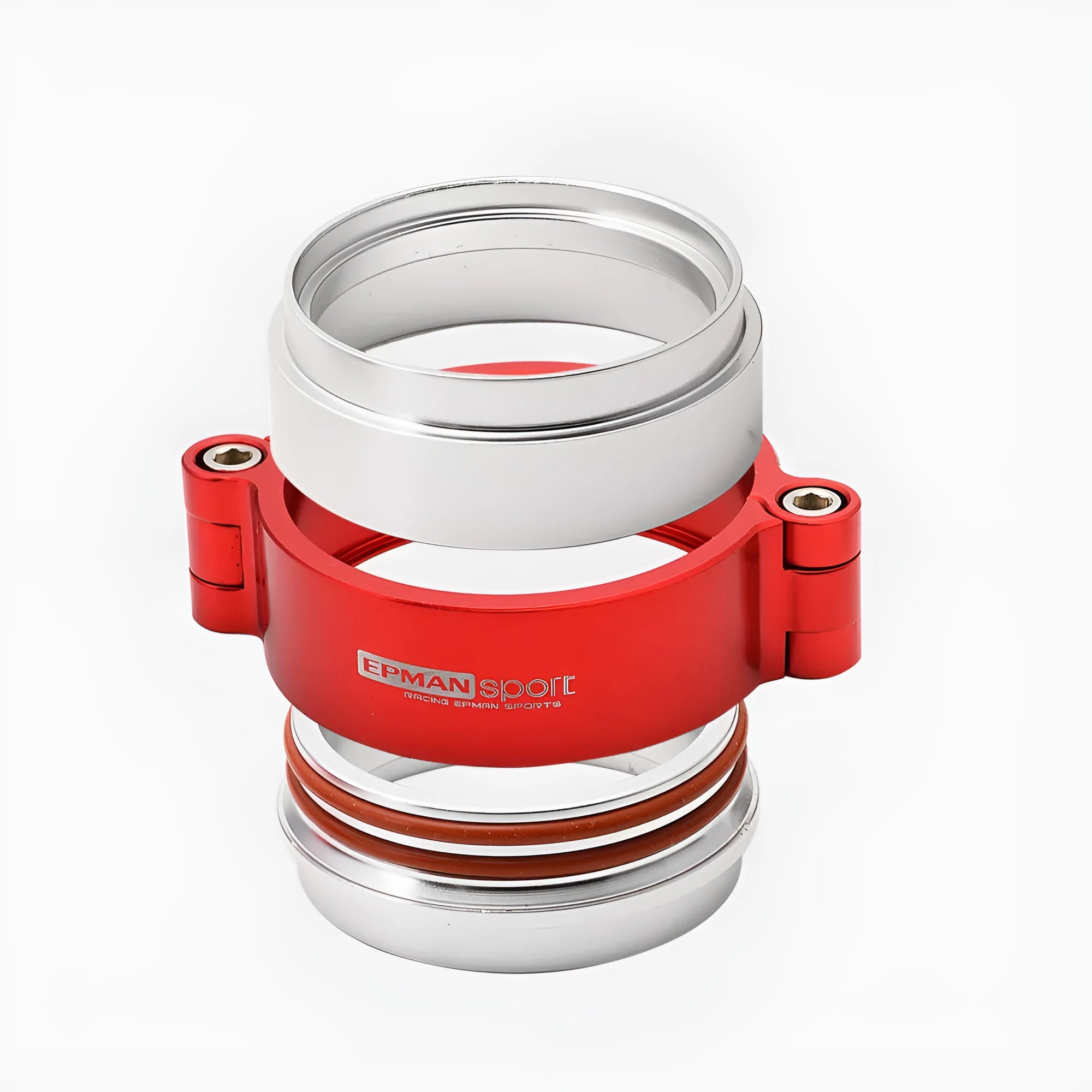Aluminium turbocharger exhaust v-band clamp in black, blue or red for 2-inch to 4-inch downpipes