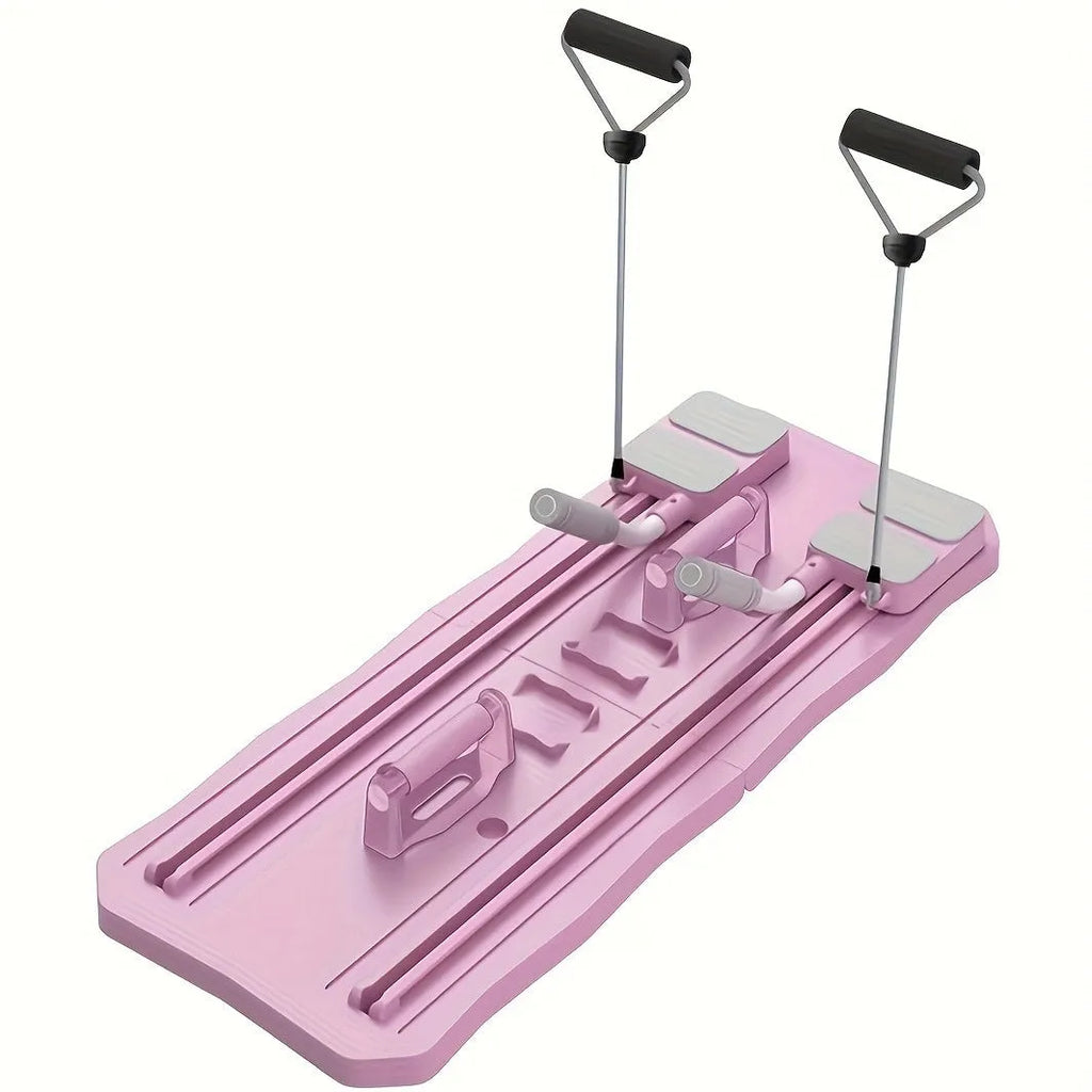 Blue multifunctional supine abs board with wheels for home fitness workouts
