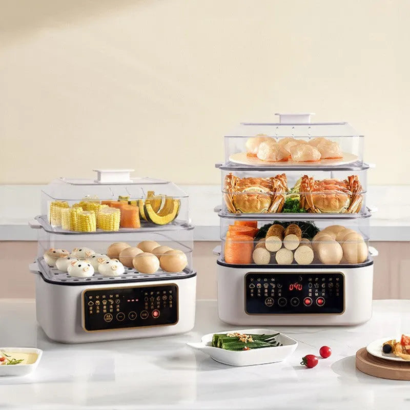 28 litre stainless steel electric steamer with automatic measuring function and PP liner