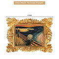 DIY oil painting by numbers kit showing framed Van Gogh Starry Night artwork with brushes and paints
