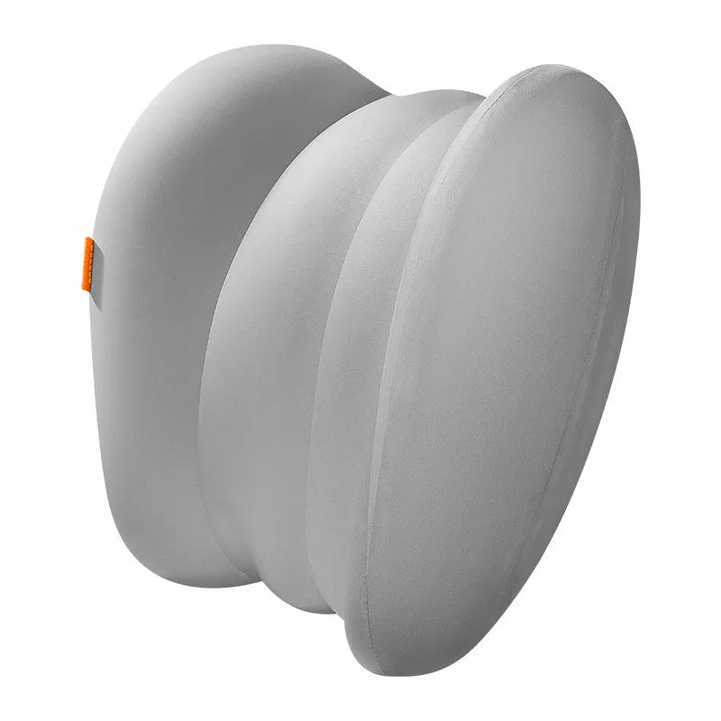 Grey and orange car head pillow and lumbar support set with memory foam interior