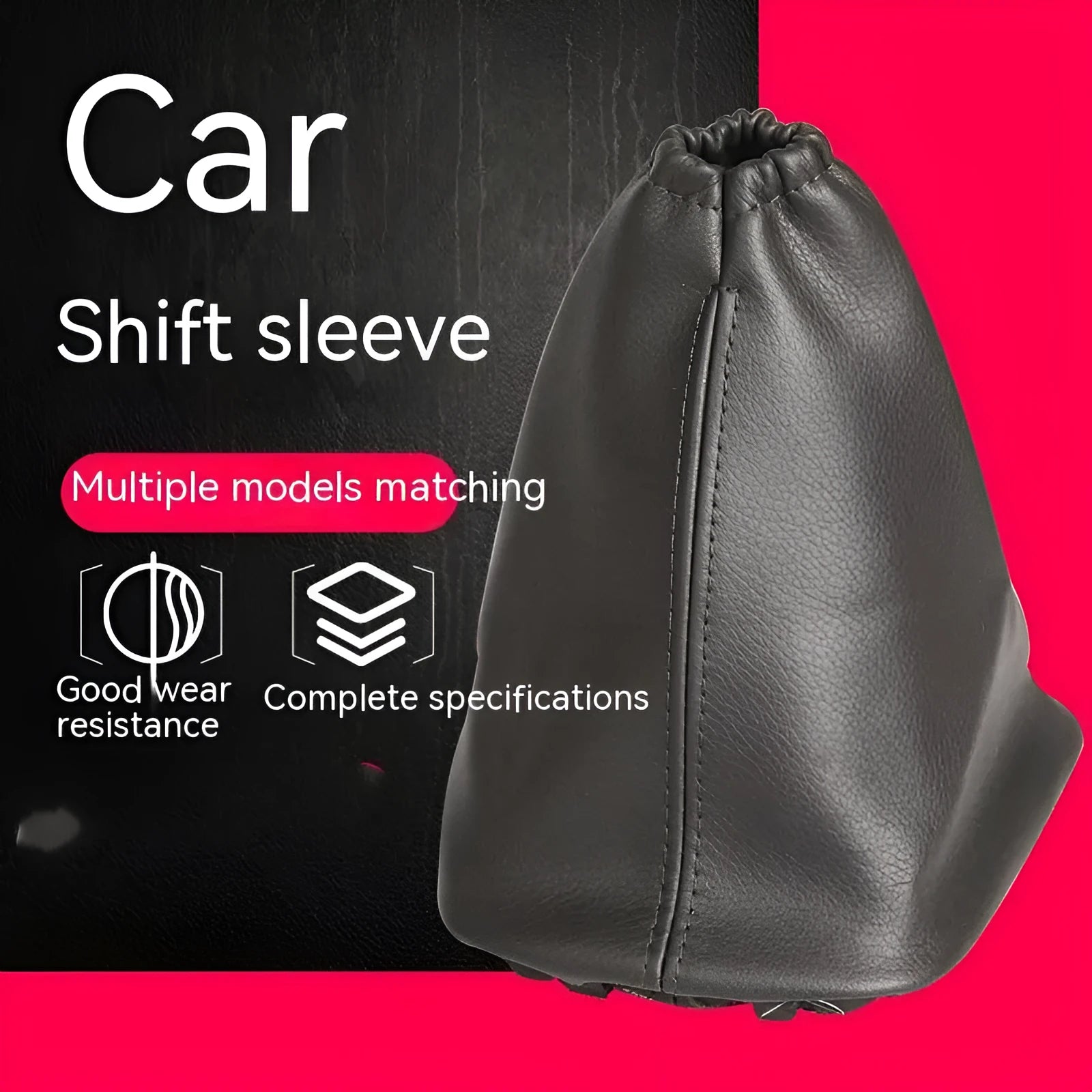 Black leather shift lever dust cover for Toyota Corolla measuring 15.2cm x 12.9cm x 2.3cm
