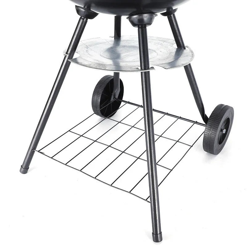 Portable 14-inch iron barbecue grill with minimalist apple stove design