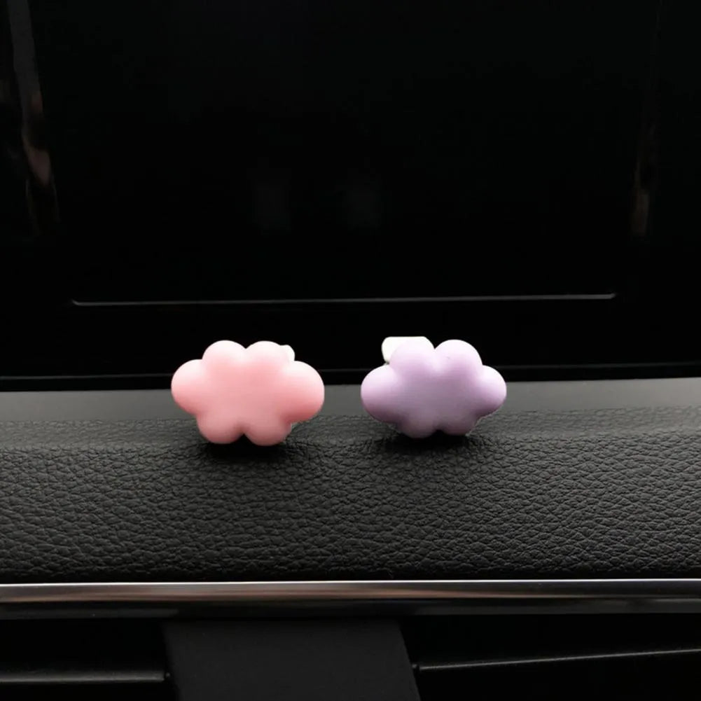 Resin car fragrance clip with cartoon cloud design in six colour options