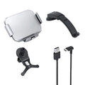 Grey wireless charging car phone holder with folding screen and air conditioner clip mount