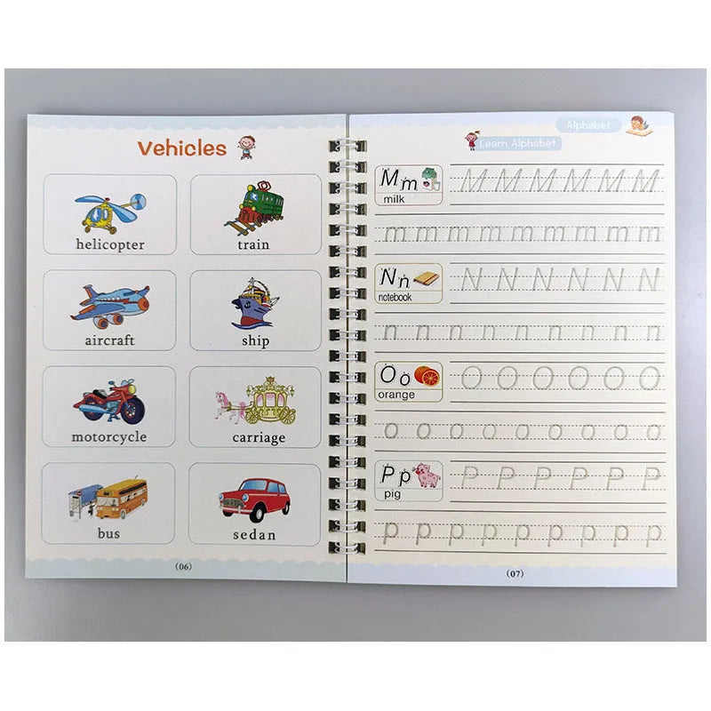 Four magic calligraphy practice copybooks with magnetic stylus pen and spare refills