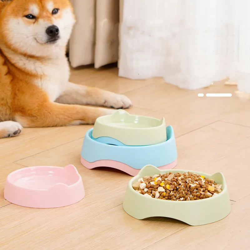 Ceramic dog slow feeder bowl in pink colour showing maze pattern with raised ridges