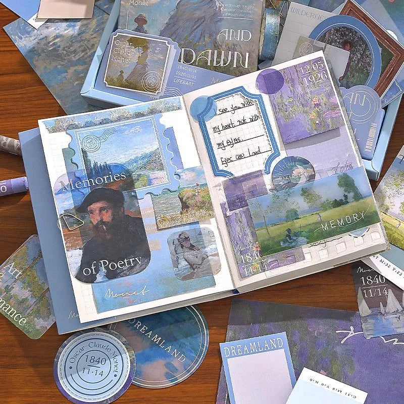 Creative journal gift box with A6 grid notebook, paper accessories and retro plaid artistic design