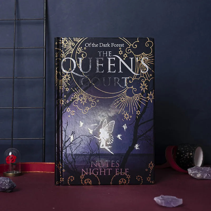 Retro luminous hardcover A5 notebook open to show full-colour illustrated pages
