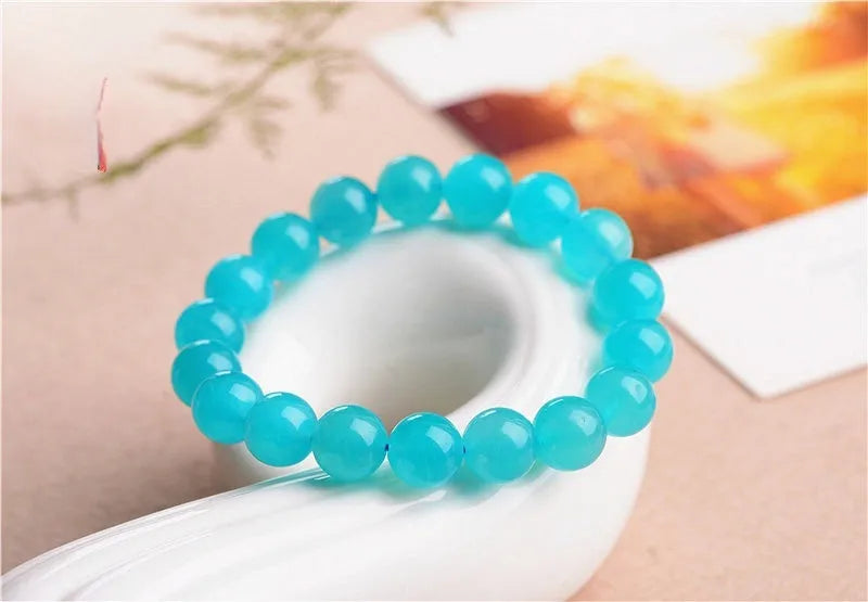 Natural amazonite scattered beads bracelet with ice colour tones and polished surface