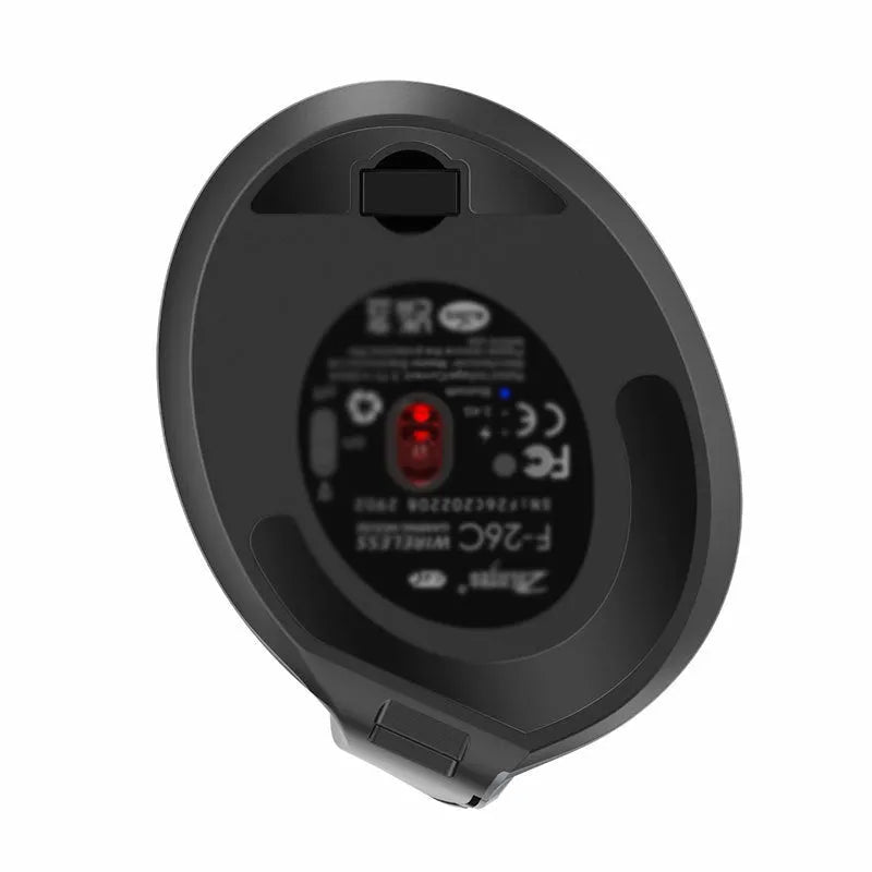 Grey vertical ergonomic mouse with wireless charging and Bluetooth connectivity for laptops